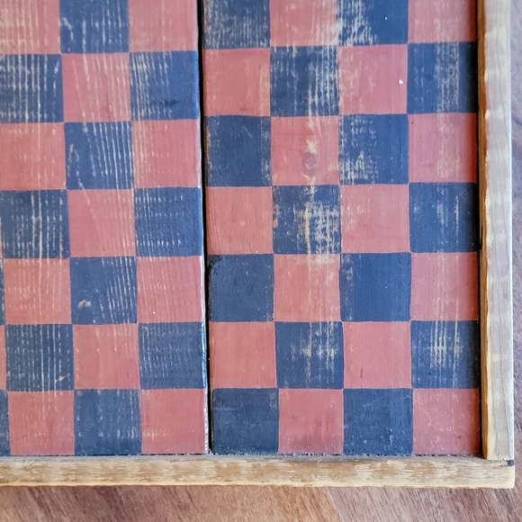 Folk Art Checkerboard Game Wall Hanging Art Golden Star ⭐️ Wooden Handma… - Picture 3 of 8